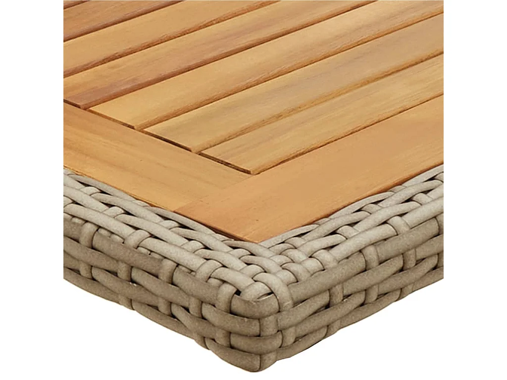 Table de jardin Beige Bois massif d'acacia et poly rotin GHR30343