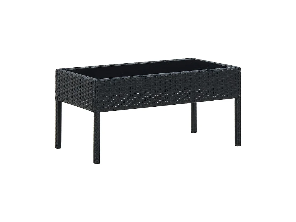 Table de jardin Noir 75x40x37 cm Résine tressée GHR28631
