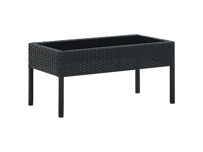 Table de jardin Noir 75x40x37 cm Résine tressée GHR28631