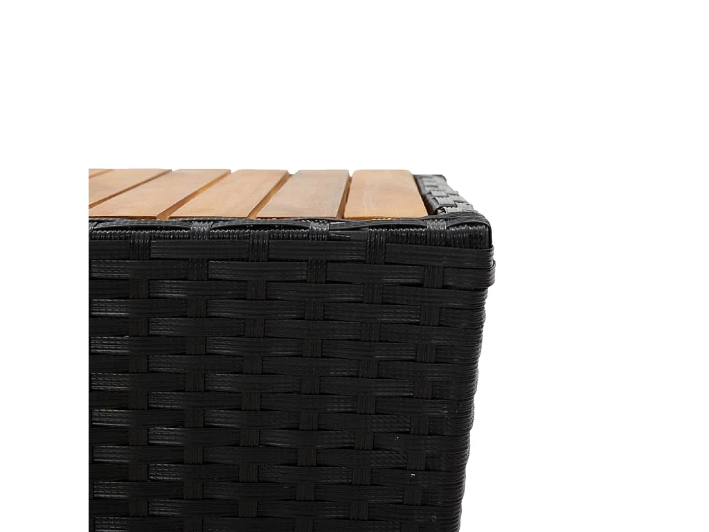 Table à thé Noir 41,5x41,5x43cm Résine tressée et bois d'acacia GHR88747