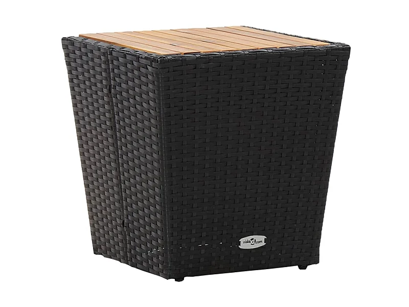 Table à thé Noir 41,5x41,5x43cm Résine tressée et bois d'acacia GHR88747