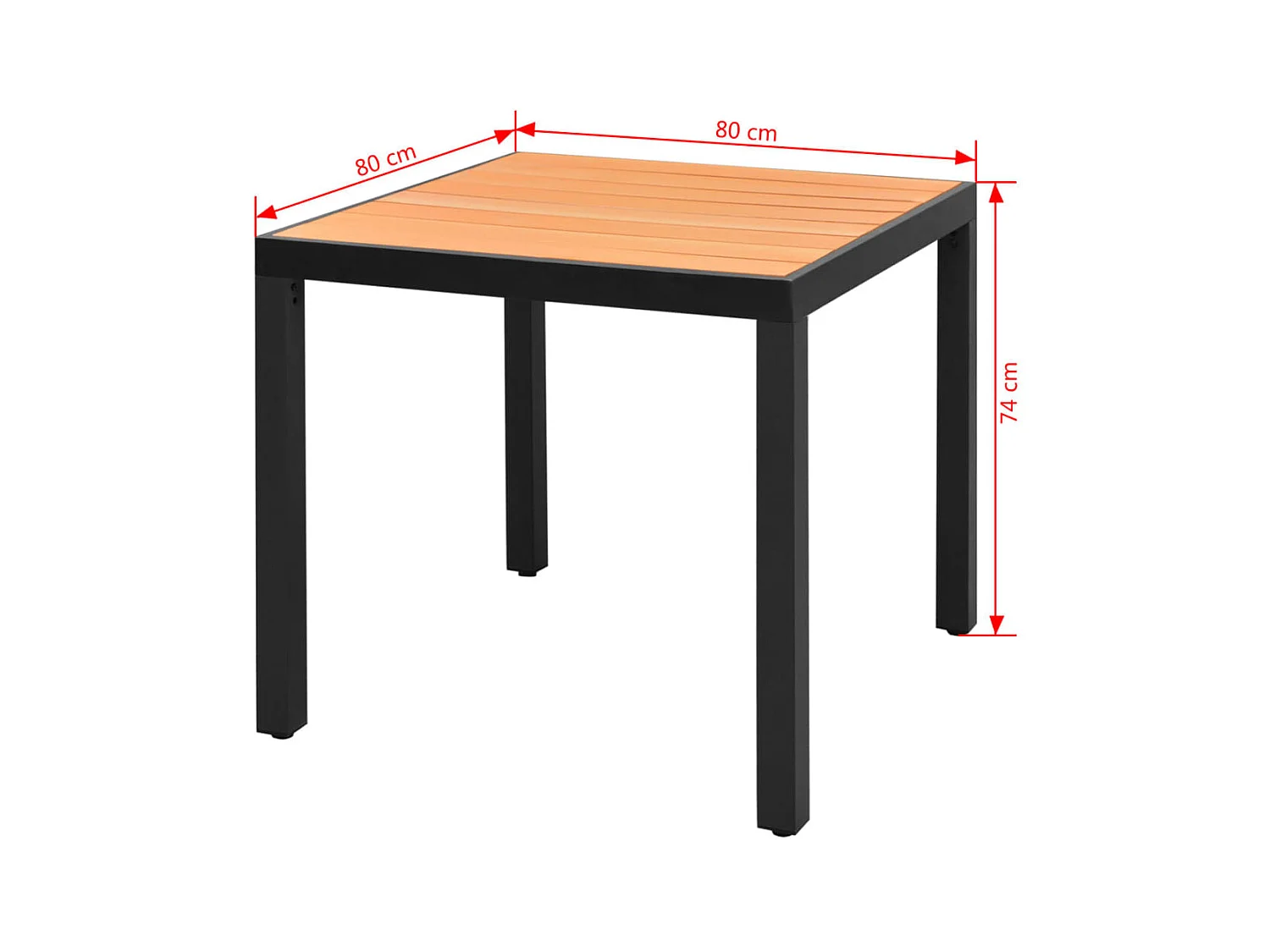 Table de jardin Marron 80 x 80 x 74 cm Aluminium et WPC GHR83800