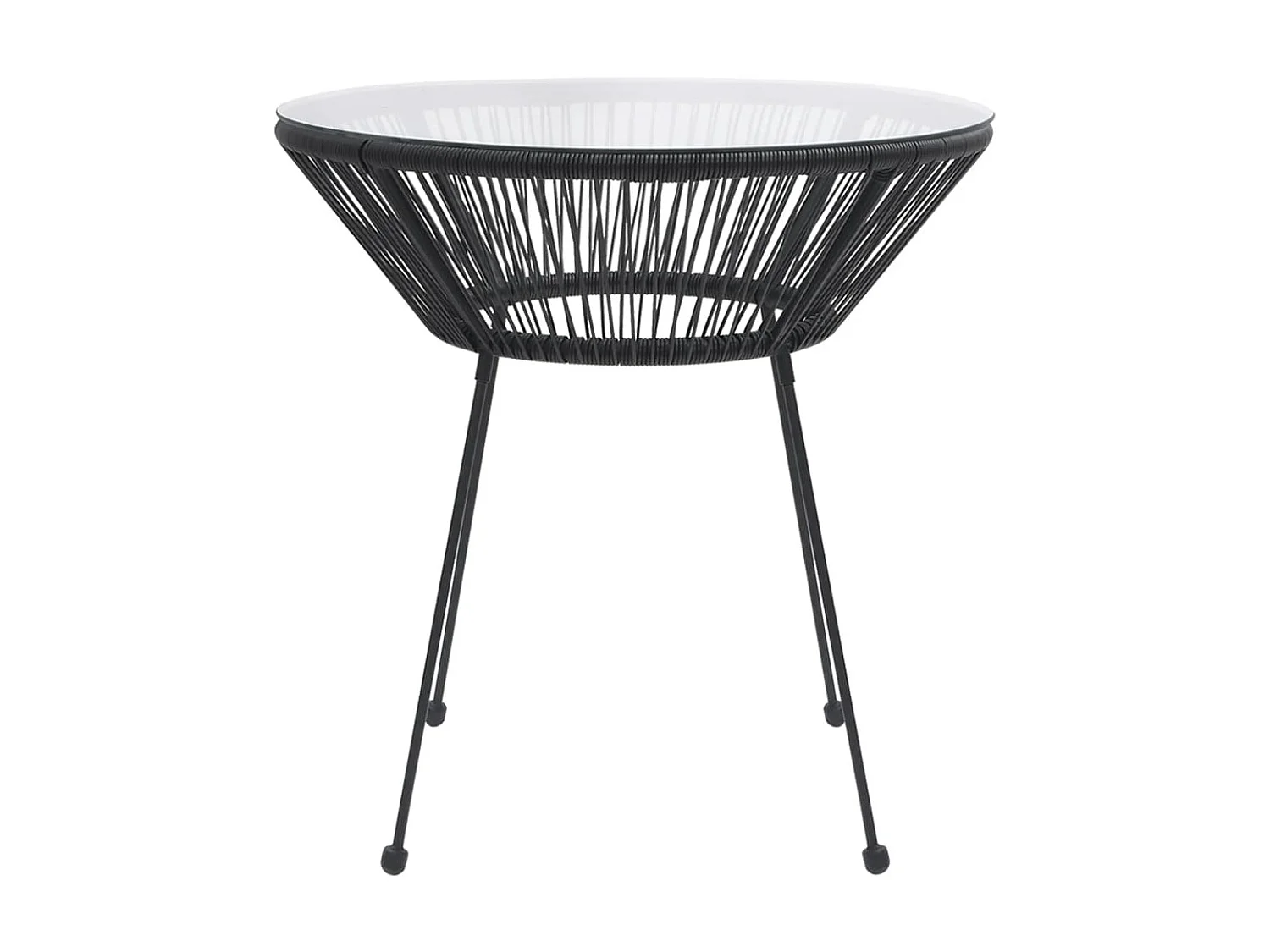 Table de salle à manger de jardin Noir Ø70x74 cm Rotin et verre GHR16818