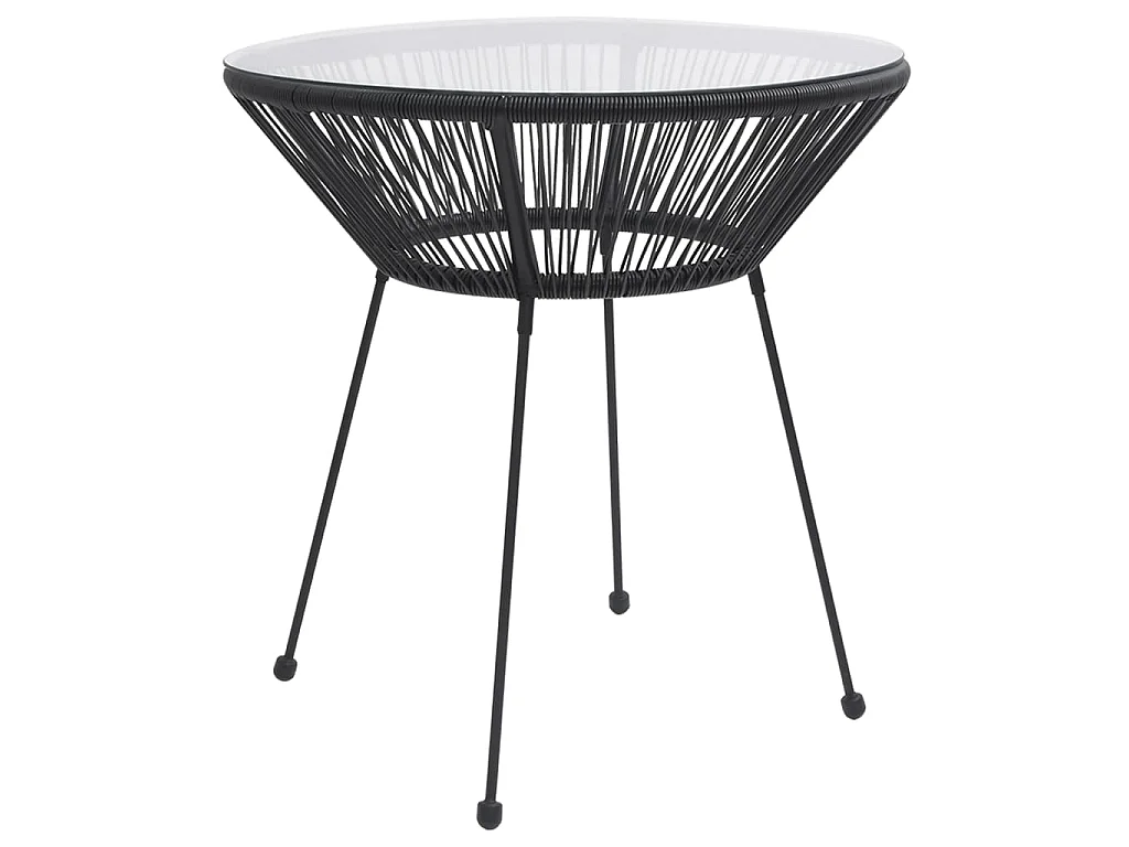 Table de salle à manger de jardin Noir Ø70x74 cm Rotin et verre GHR16818