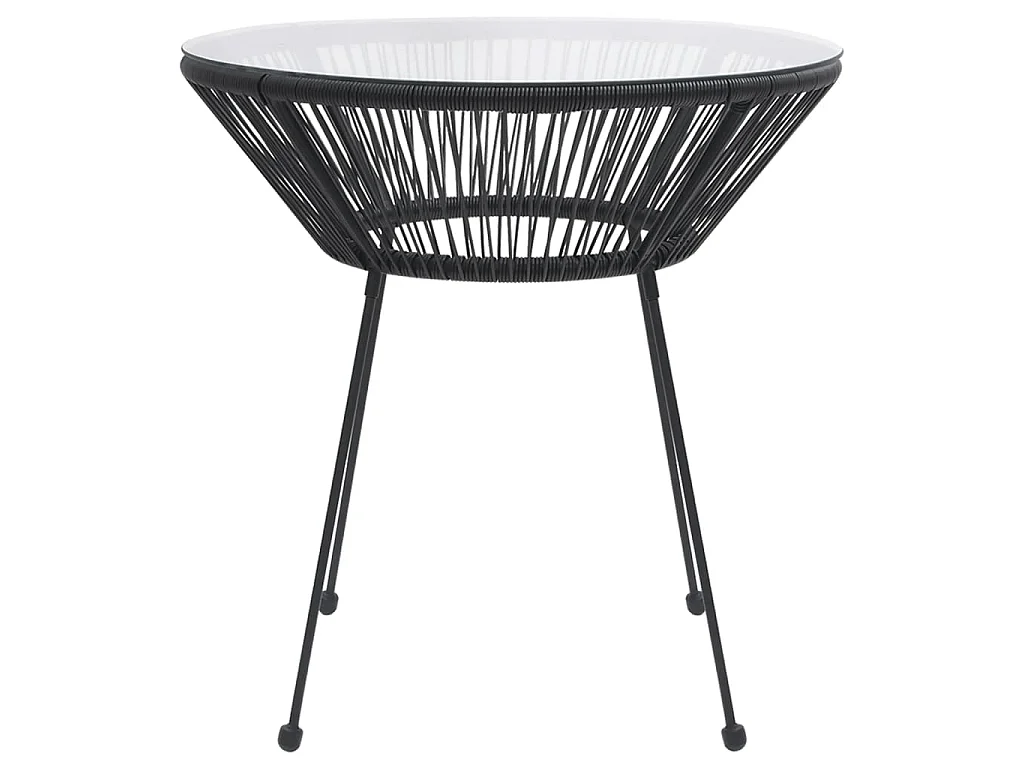 Table de salle à manger de jardin Noir Ø70x74 cm Rotin et verre GHR16818
