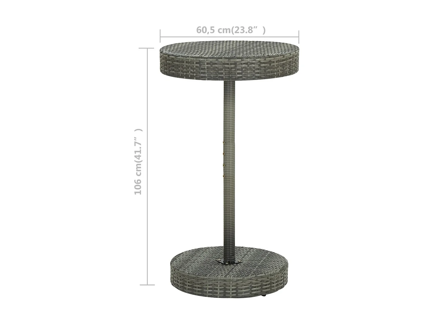 Mesa de jardim 60,5x106 cm vime PE cinzento PT205784