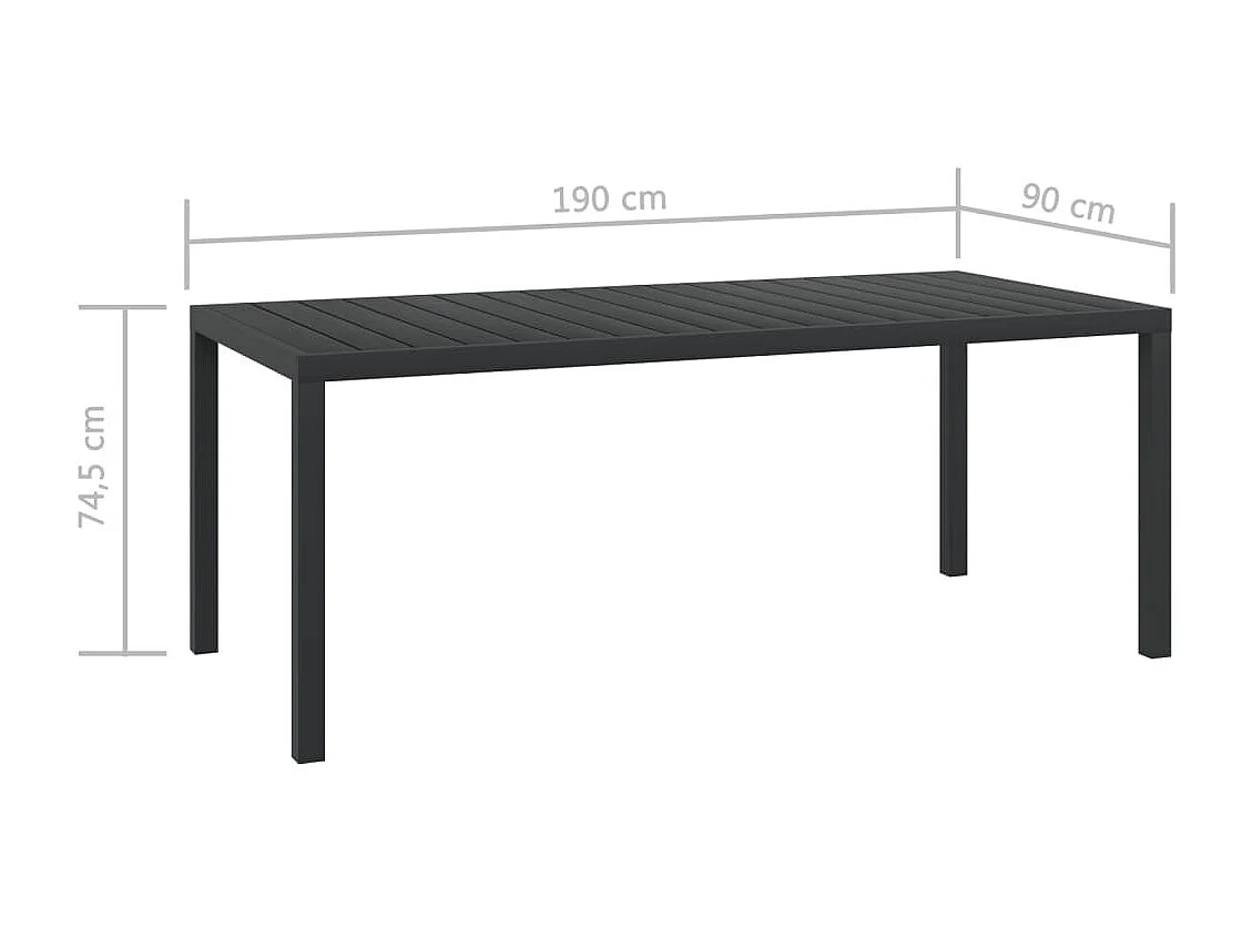 Tuintafel 185x90x74 cm aluminium en HKC zwart NL247362