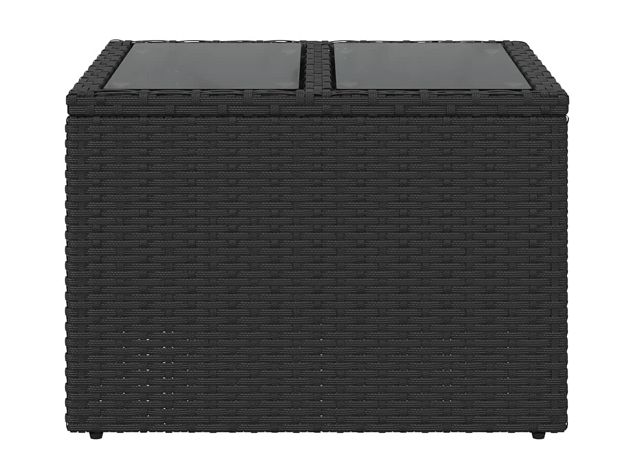 Mesa de comedor de jardín superficie de vidrio ratán PE negro 55x55x37 cm KOW72837