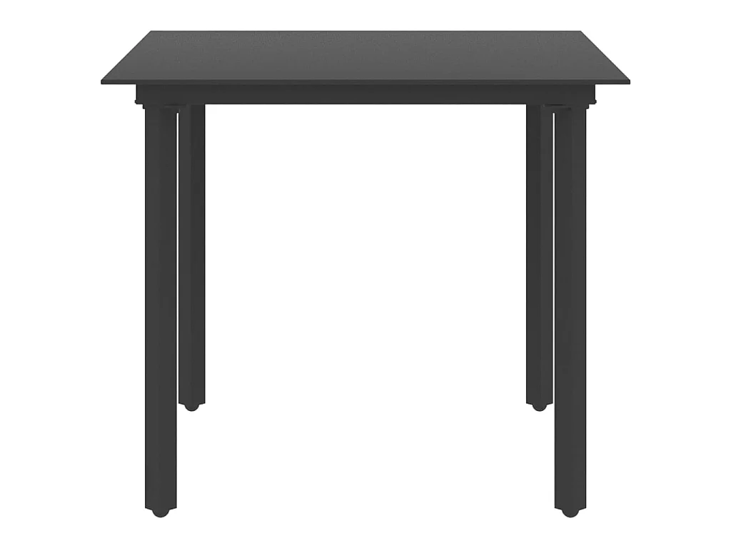 Mesa de jantar para jardim 80x80x74 cm aço e vidro preto PT636926