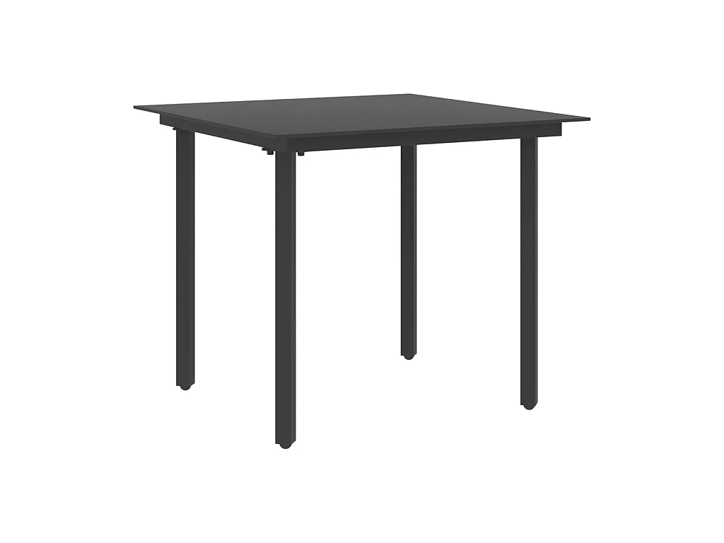 Table à manger de jardin Noir 80x80x74 cm Acier et verre GHR56407