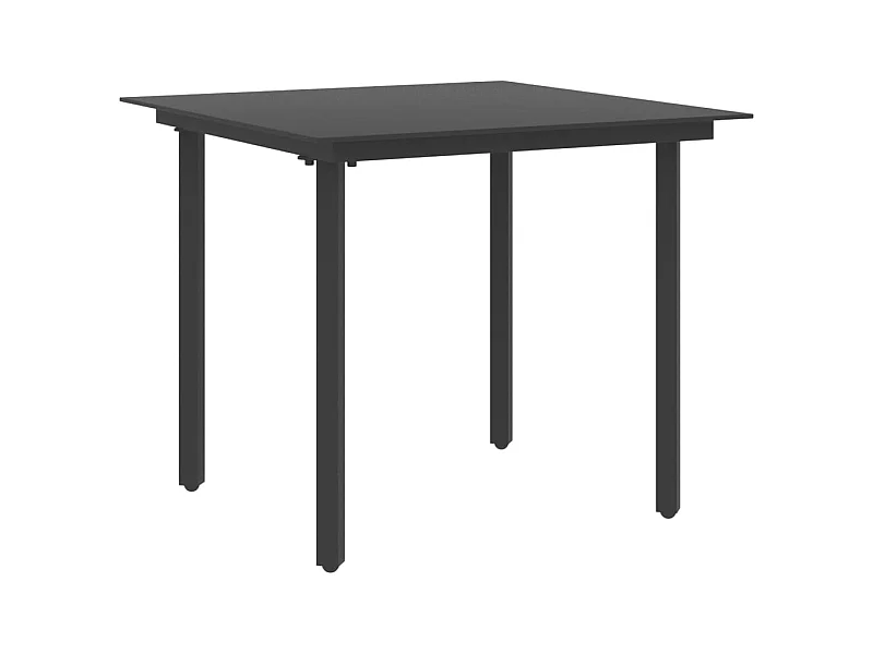 Tuintafel 80x80x74 cm staal en glas zwart NL100974