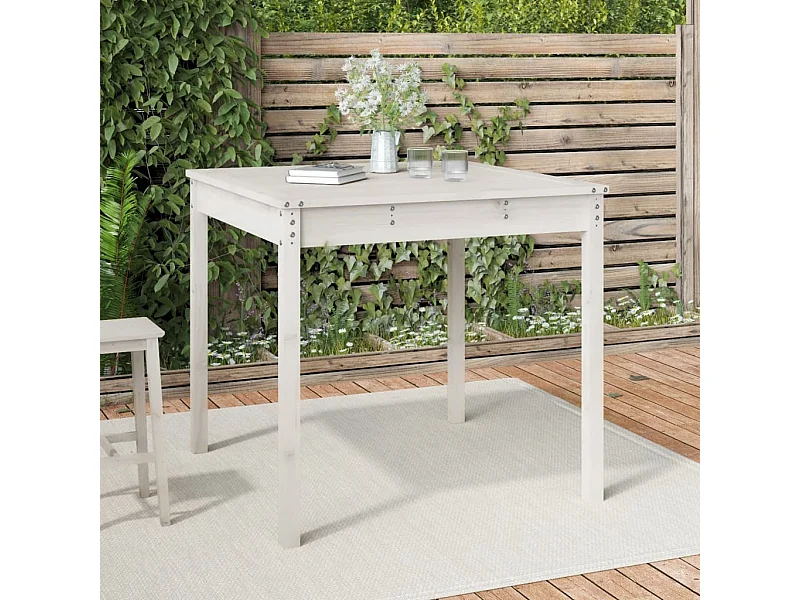 Tuintafel 82,5x82,5x76 cm massief grenenhout wit NL389720