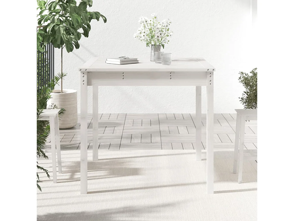 Table de jardin blanc 82,5x82,5x76 cm bois massif de pin GHR47575