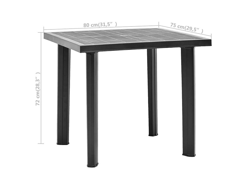 Table de jardin Anthracite 80x75x72 cm Plastique GHR61900
