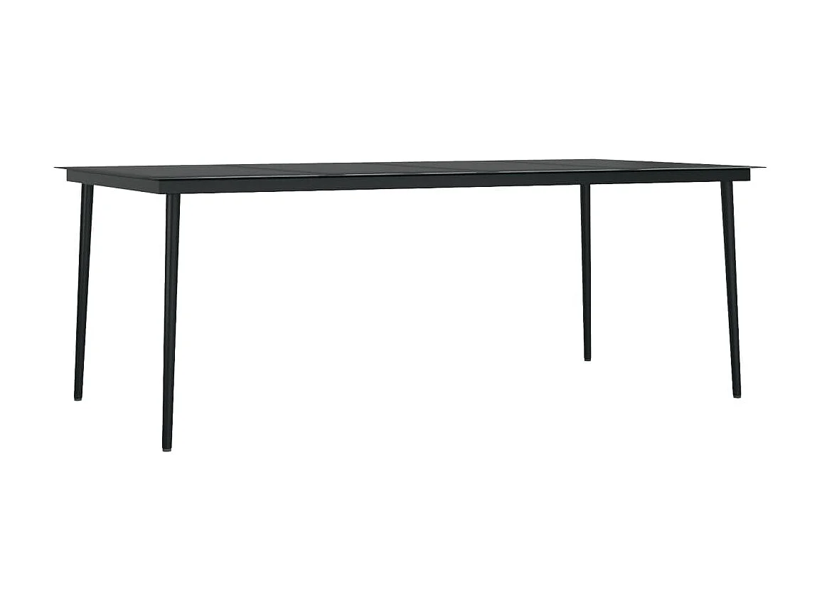 Table à manger de jardin Noir 200x100x74 cm Acier et verre GHR95576