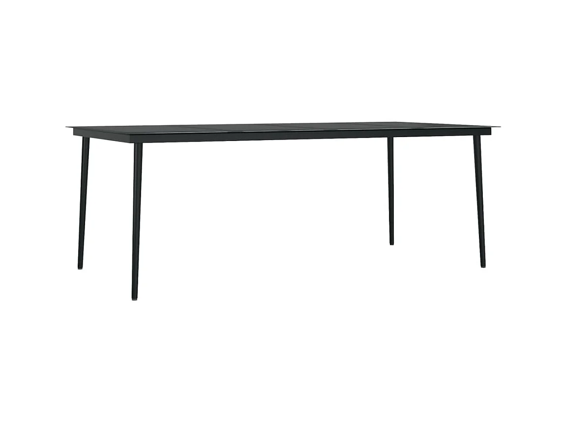 Table à manger de jardin Noir 200x100x74 cm Acier et verre GHR95576