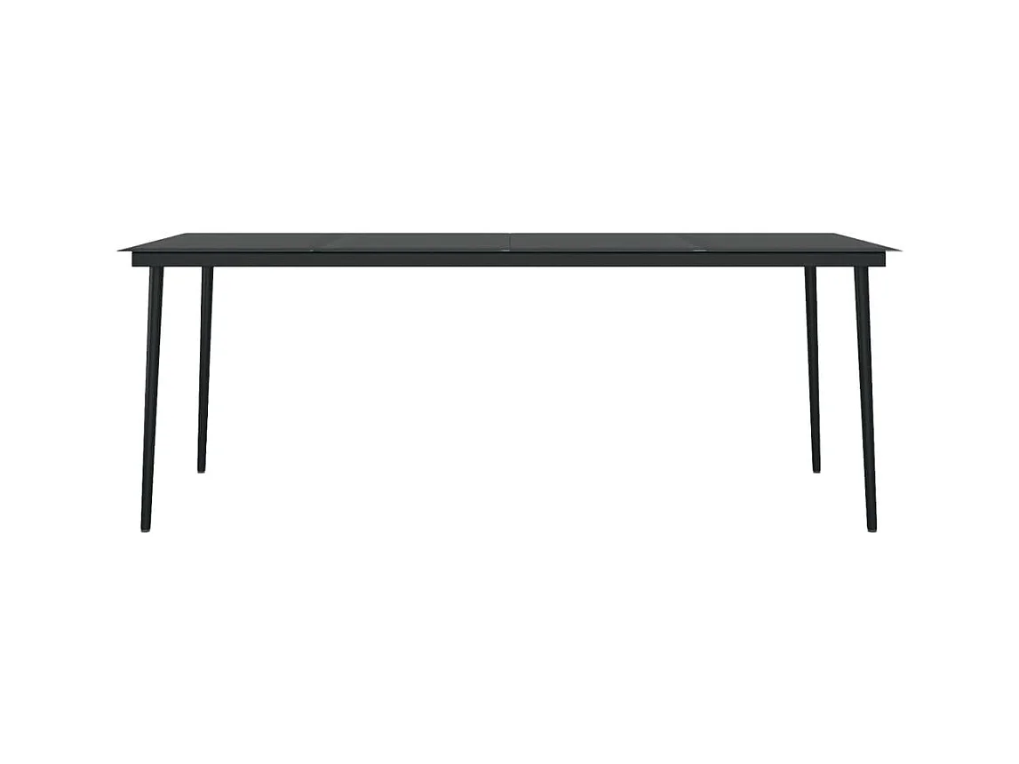Table à manger de jardin Noir 200x100x74 cm Acier et verre GHR95576