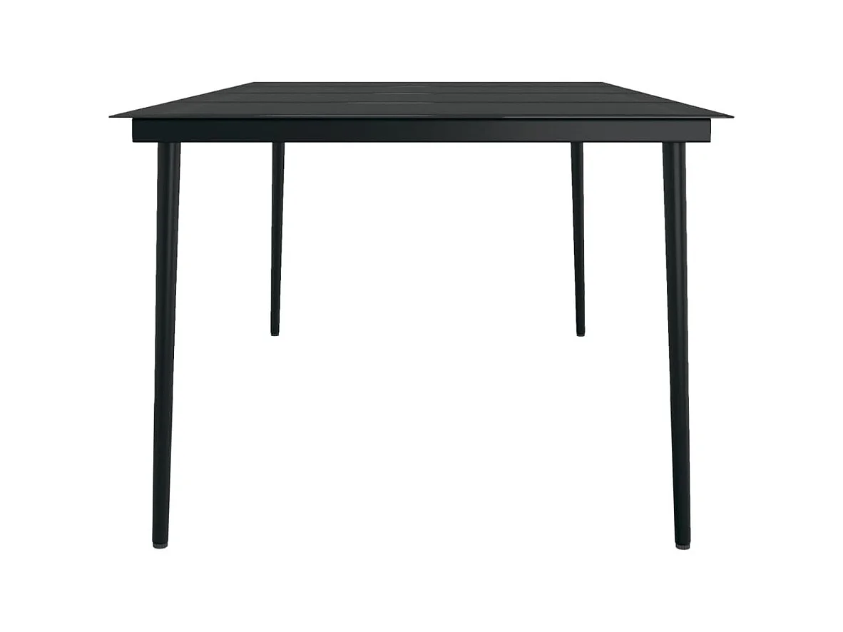 Table à manger de jardin Noir 200x100x74 cm Acier et verre GHR95576