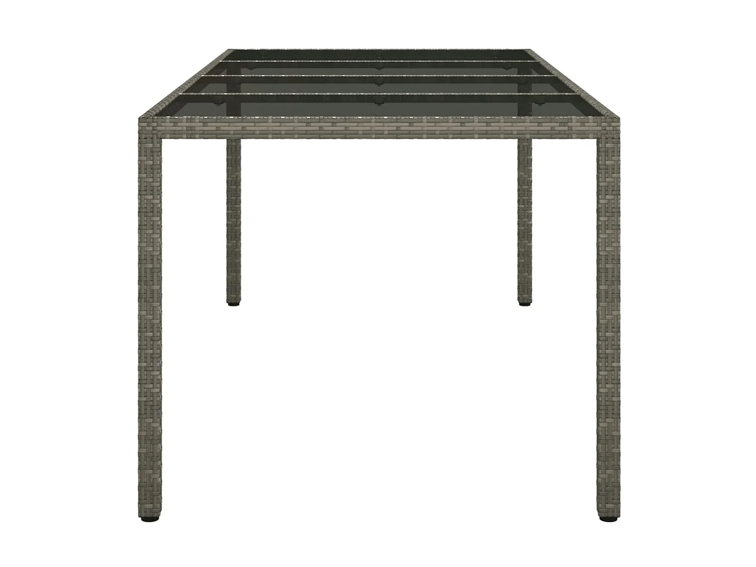 Table de jardin Gris 190x90x75 cm Verre trempé/résine tressée GHR75551