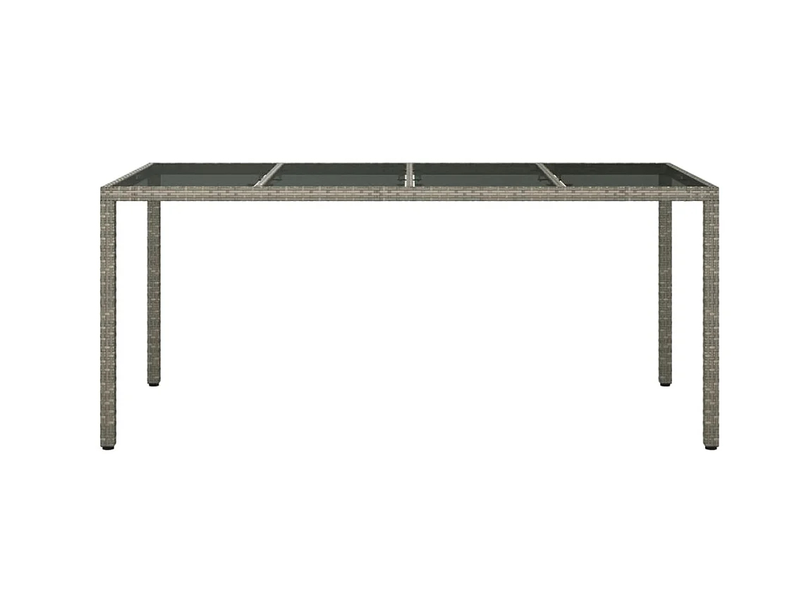 Table de jardin Gris 190x90x75 cm Verre trempé/résine tressée GHR75551