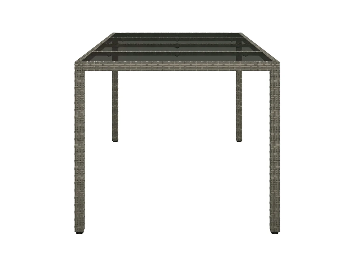 Table de jardin Gris 190x90x75 cm Verre trempé/résine tressée GHR75551