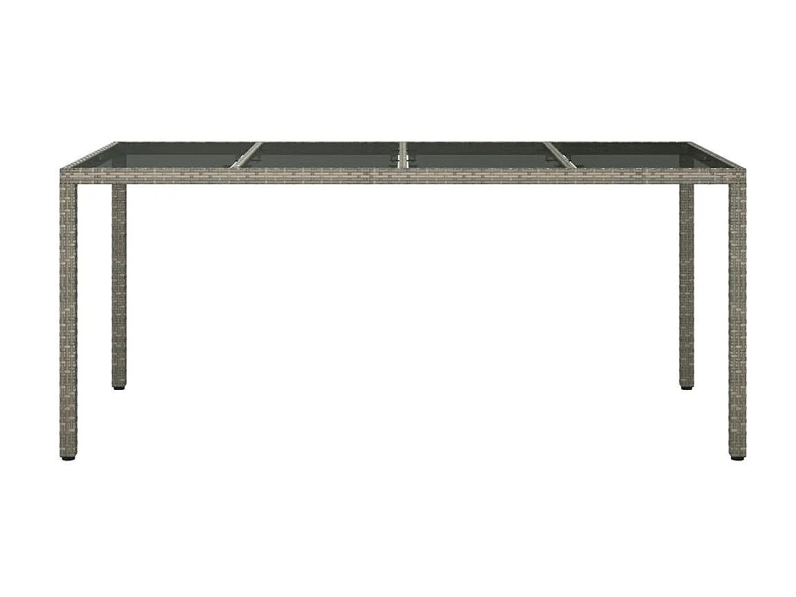 Table de jardin Gris 190x90x75 cm Verre trempé/résine tressée GHR75551