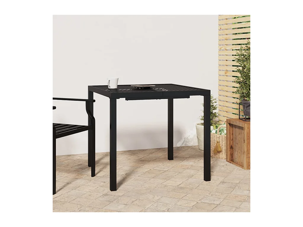 Table de jardin anthracite 80x80x72 cm acier GHR13545