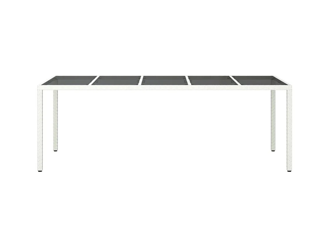 Table de jardin blanc 250x100x75 cm résine tressée verre trempé GHR86071