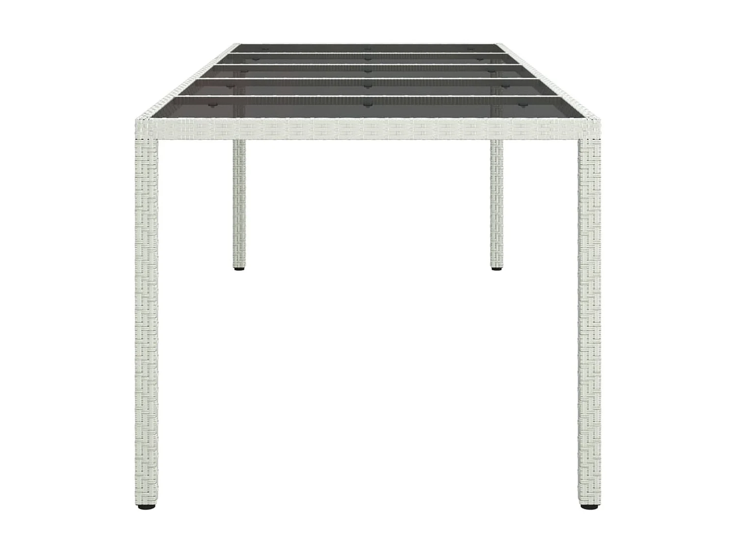 Mesa de jardim 250x100x75 cm vime PE/vidro temperado branco PT981306