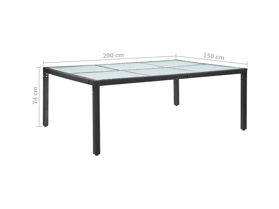 Table à manger de jardin Noir 200x150x74 cm Résine tressée GHR97972