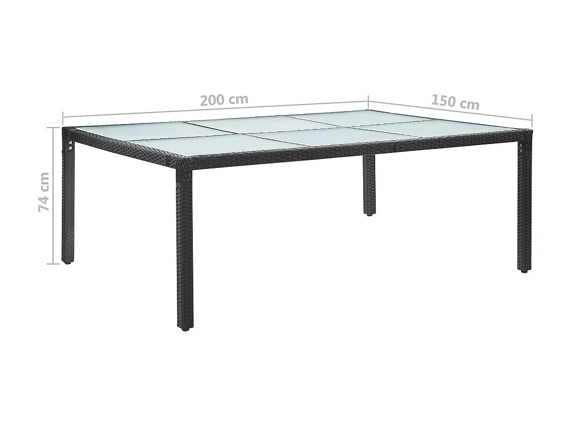 Mesa de jantar p/ exterior 200x150x74 cm vime PE preto PT269212