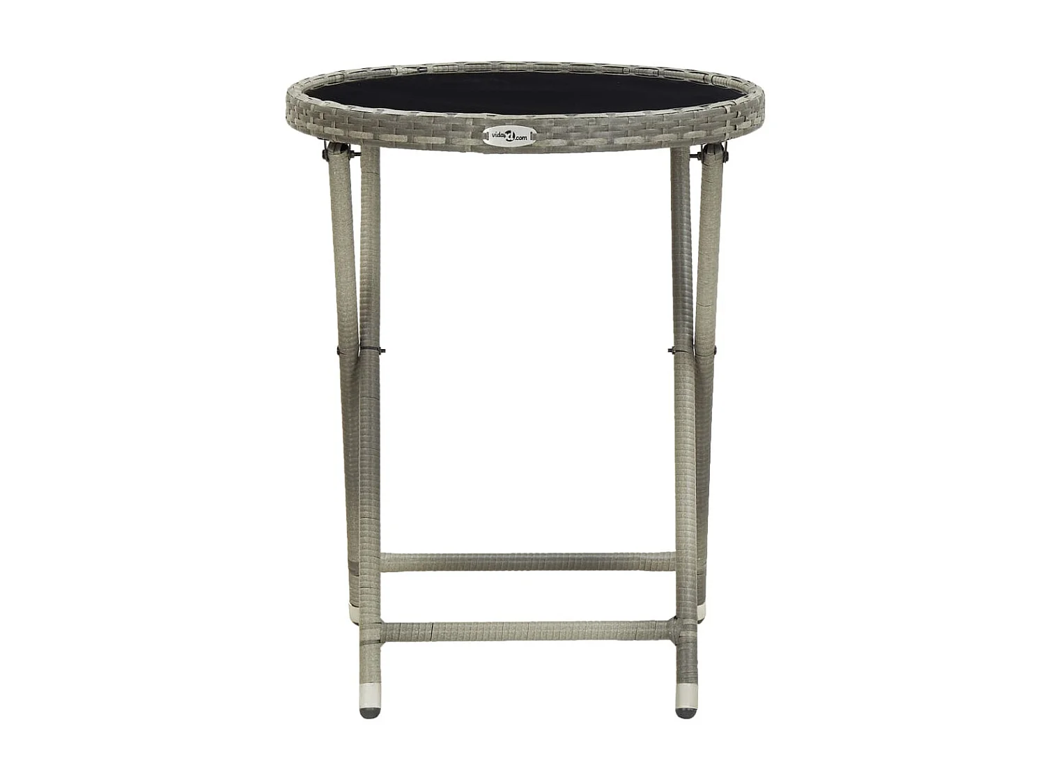 Table à thé Gris 60 cm Résine tressée et verre trempé GHR29595