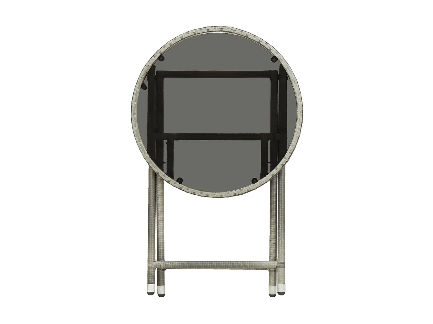 Table à thé Gris 60 cm Résine tressée et verre trempé GHR29595