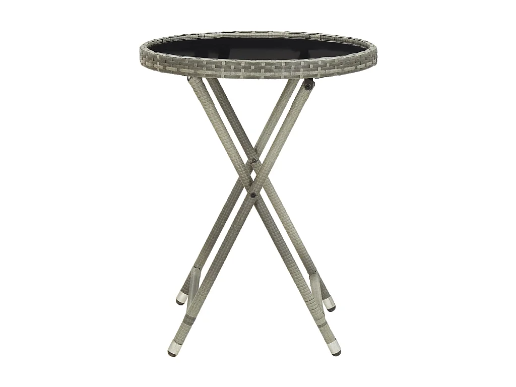Mesa de centro ratán sintético y vidrio templado gris 60 cm KOW84442