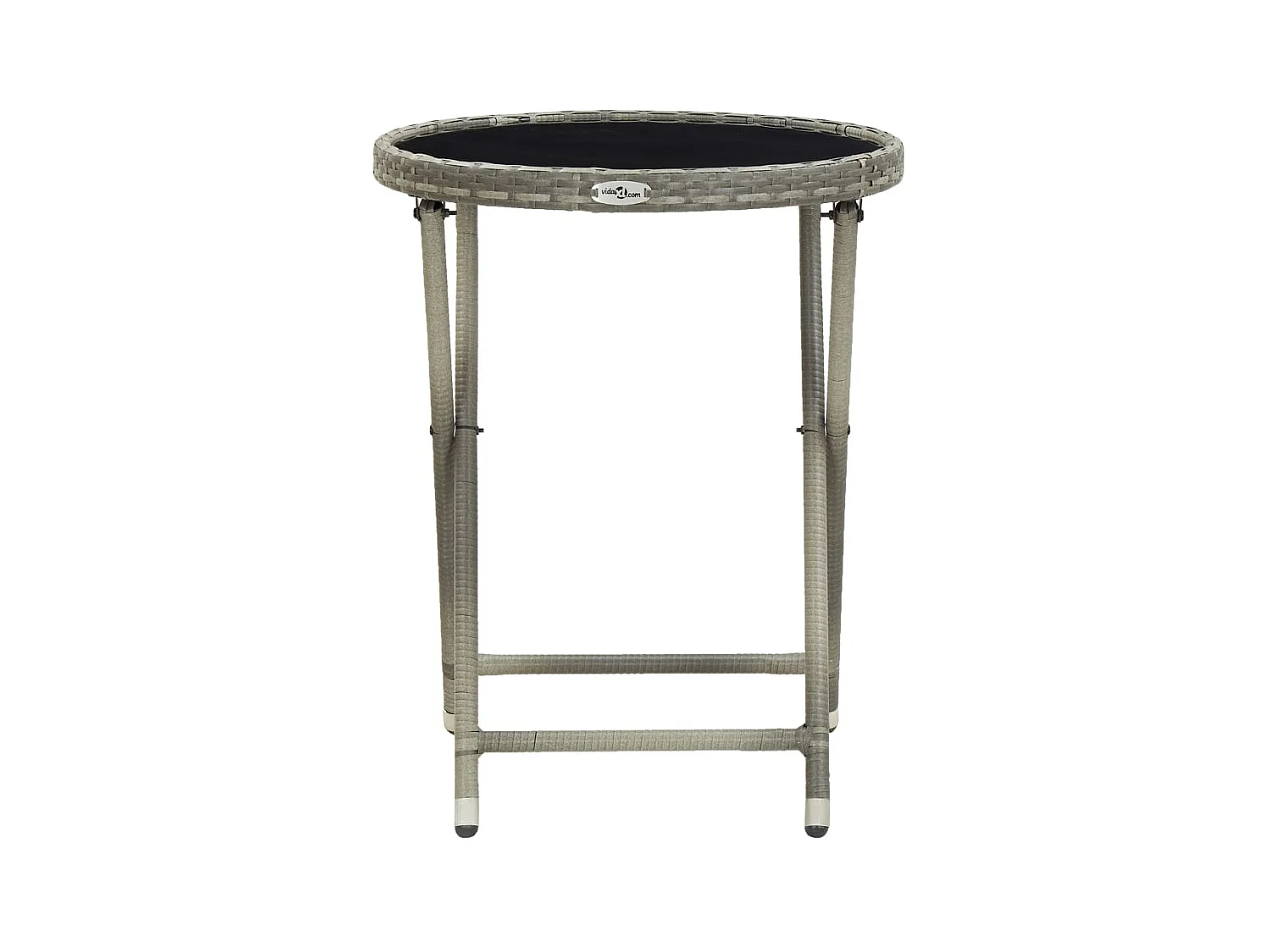 Mesa de centro ratán sintético y vidrio templado gris 60 cm KOW84442