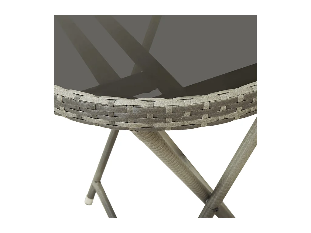 Mesa de centro ratán sintético y vidrio templado gris 60 cm KOW84442