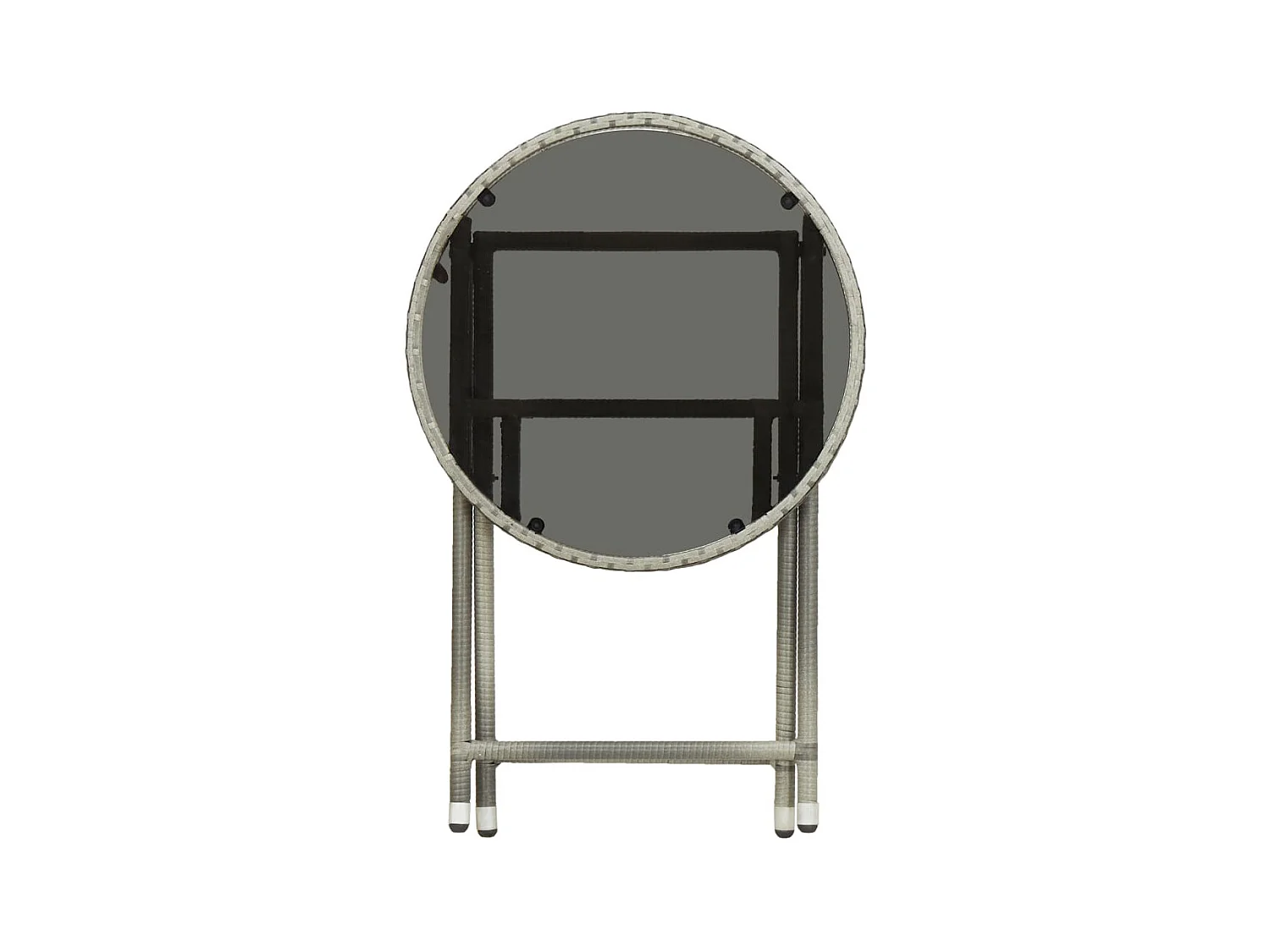 Mesa de centro ratán sintético y vidrio templado gris 60 cm KOW84442