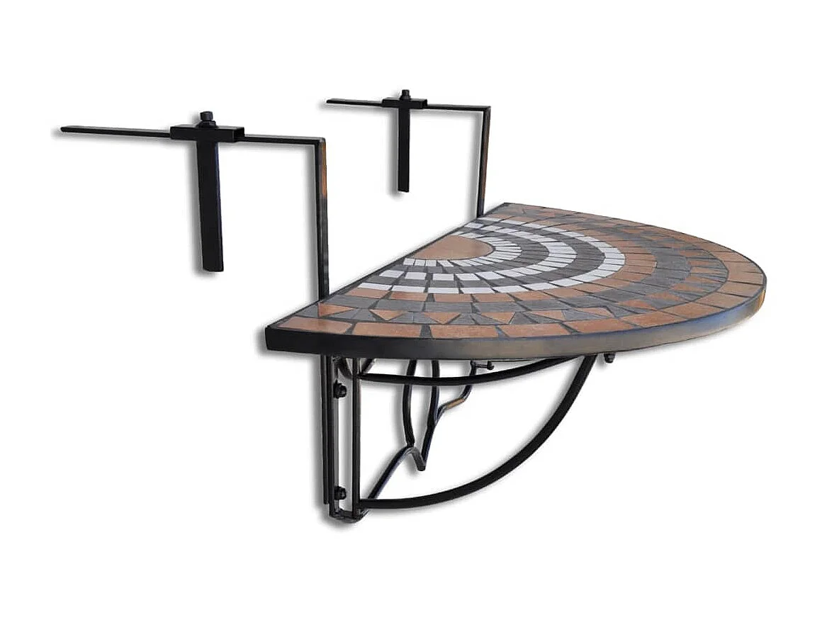 Table suspendue de balcon Terre cuite et blanc Mosaïque GHR80300