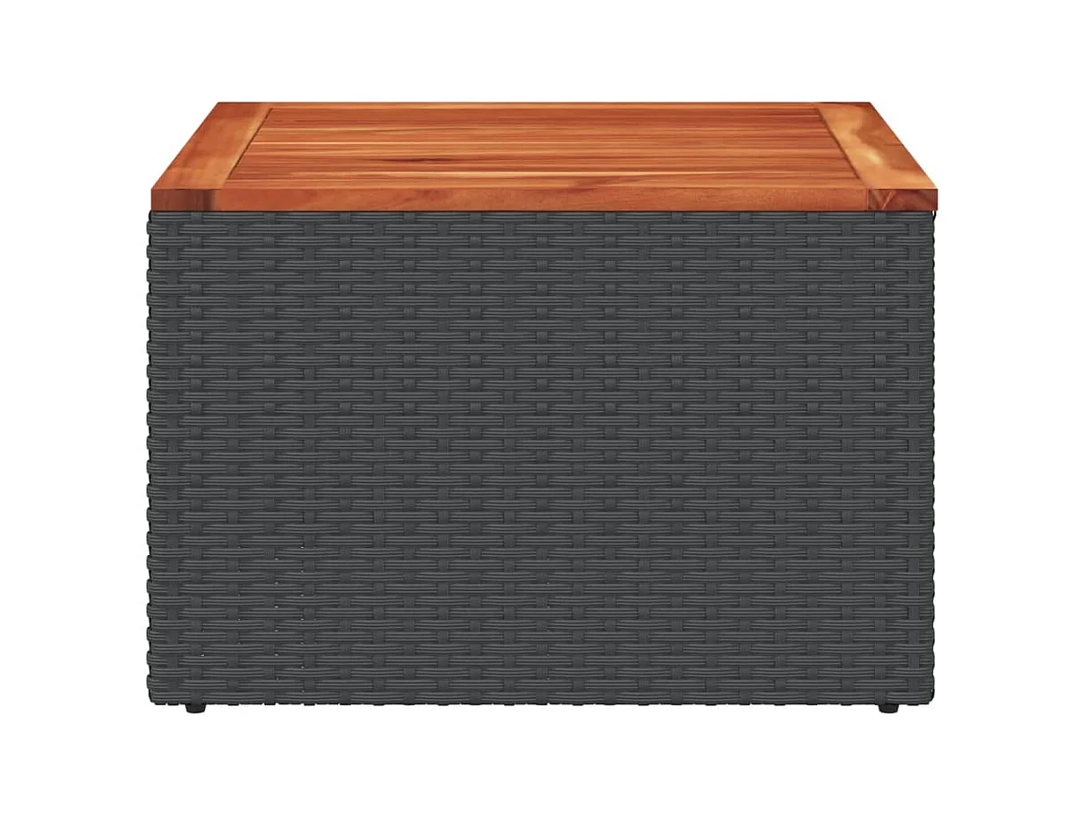 Table de jardin noir 55x55x37 cm résine tressée et bois acacia GHR38151