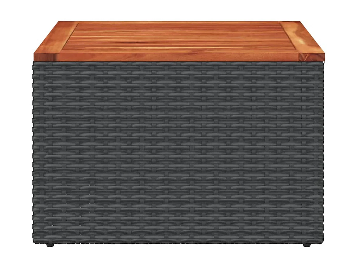 Table de jardin noir 55x55x37 cm résine tressée et bois acacia GHR38151