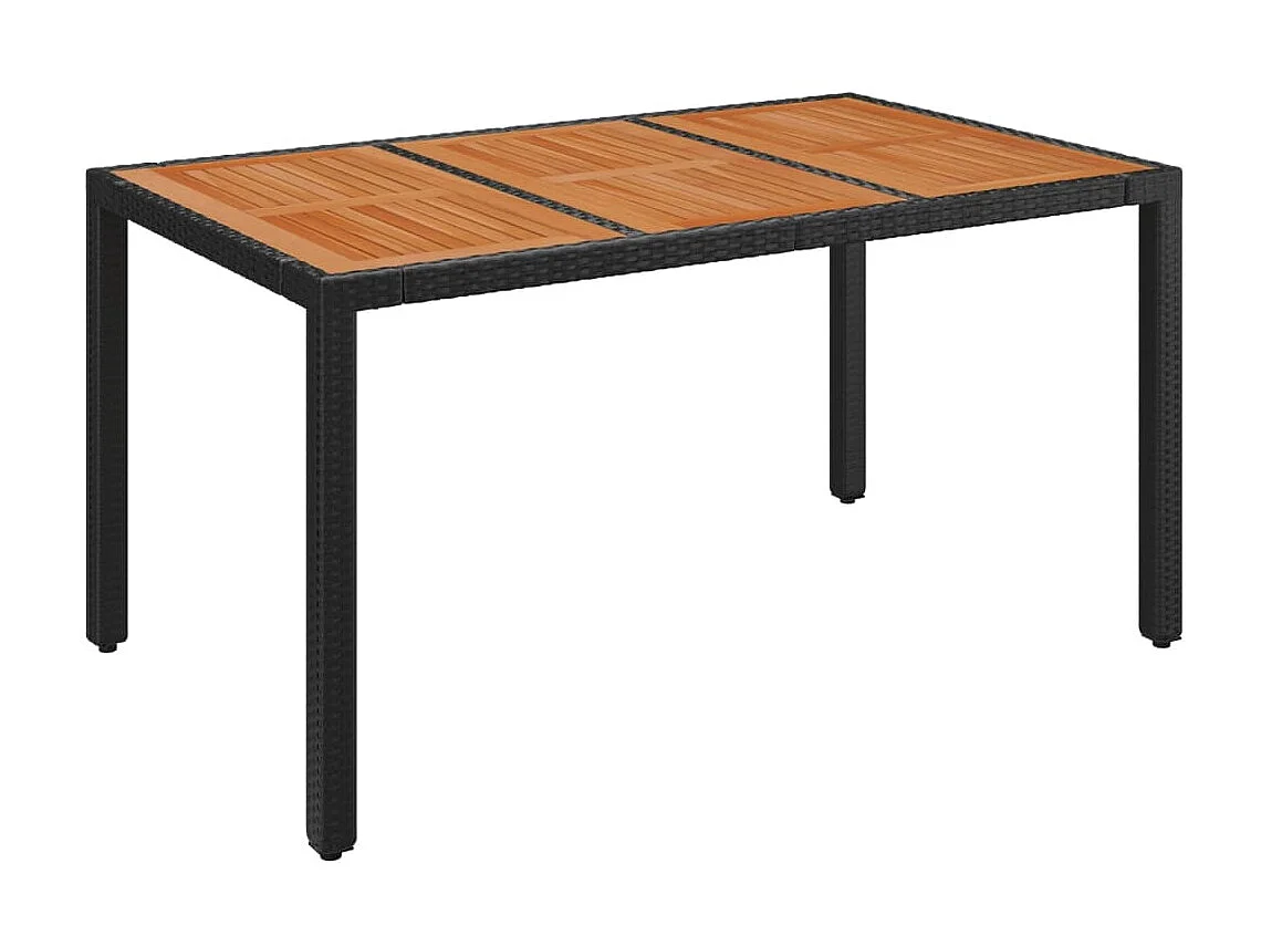 Table de jardin dessus en bois Noir 150x90x75 cm Résine tressée GHR36607