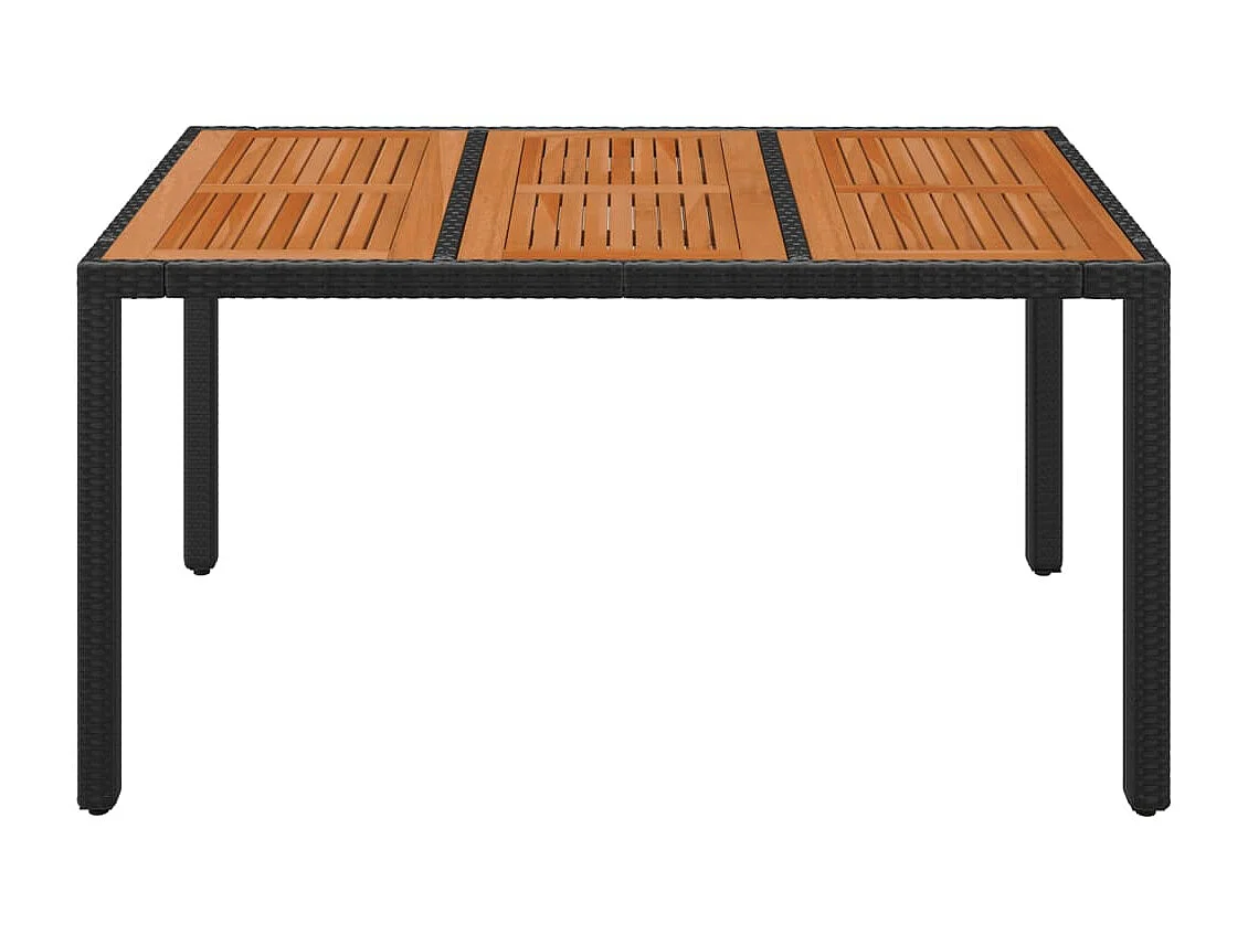 Table de jardin dessus en bois Noir 150x90x75 cm Résine tressée GHR36607