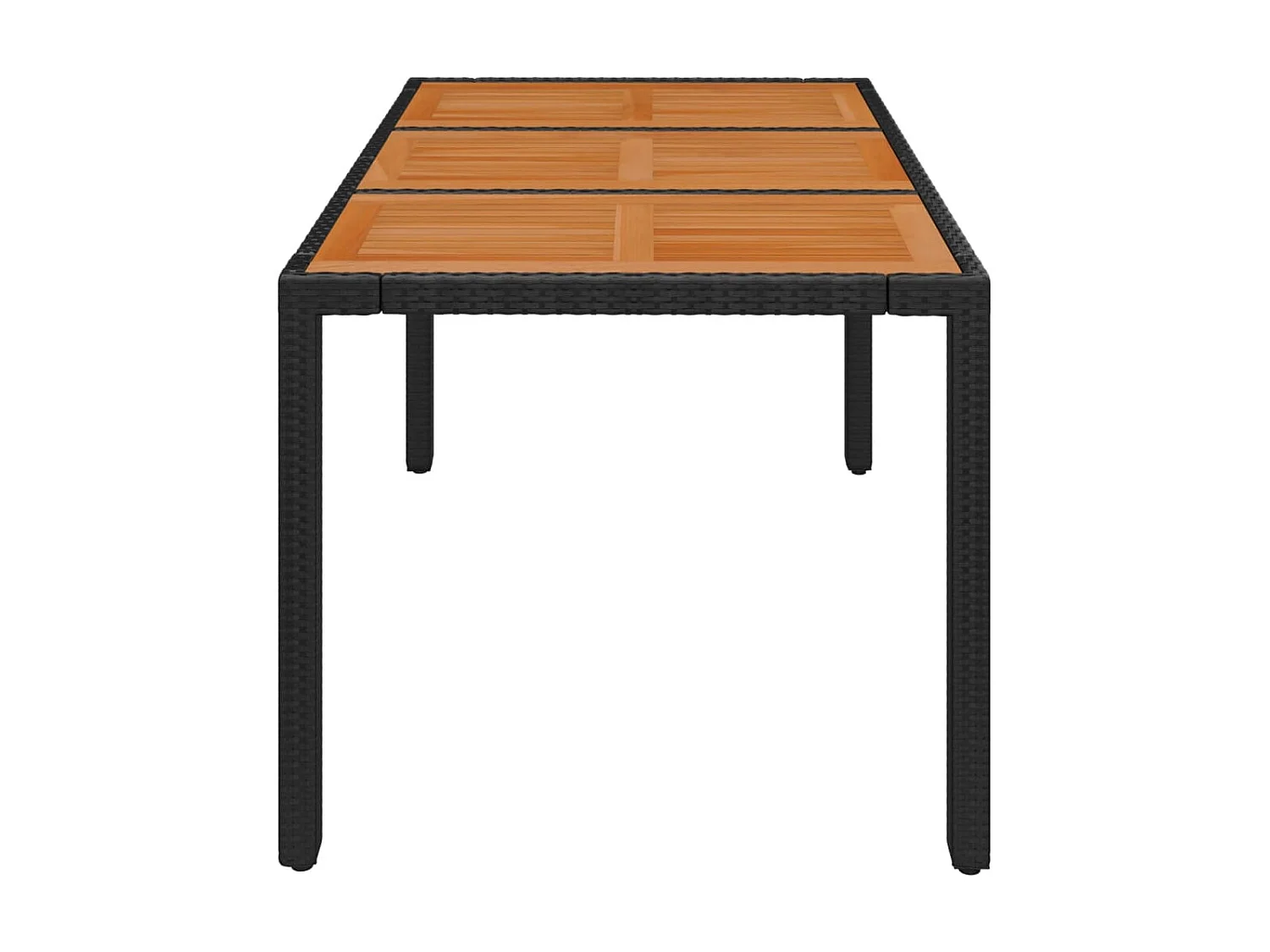 Table de jardin dessus en bois Noir 150x90x75 cm Résine tressée GHR36607
