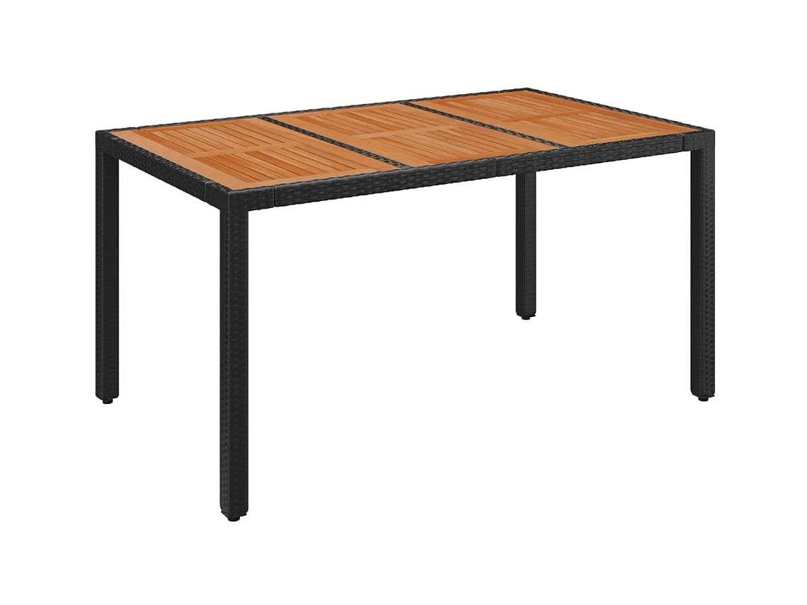 Table de jardin dessus en bois Noir 150x90x75 cm Résine tressée GHR36607
