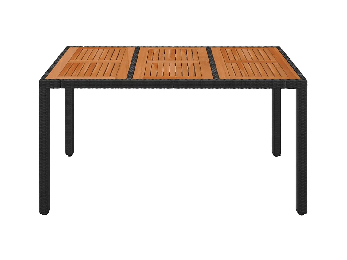 Table de jardin dessus en bois Noir 150x90x75 cm Résine tressée GHR36607