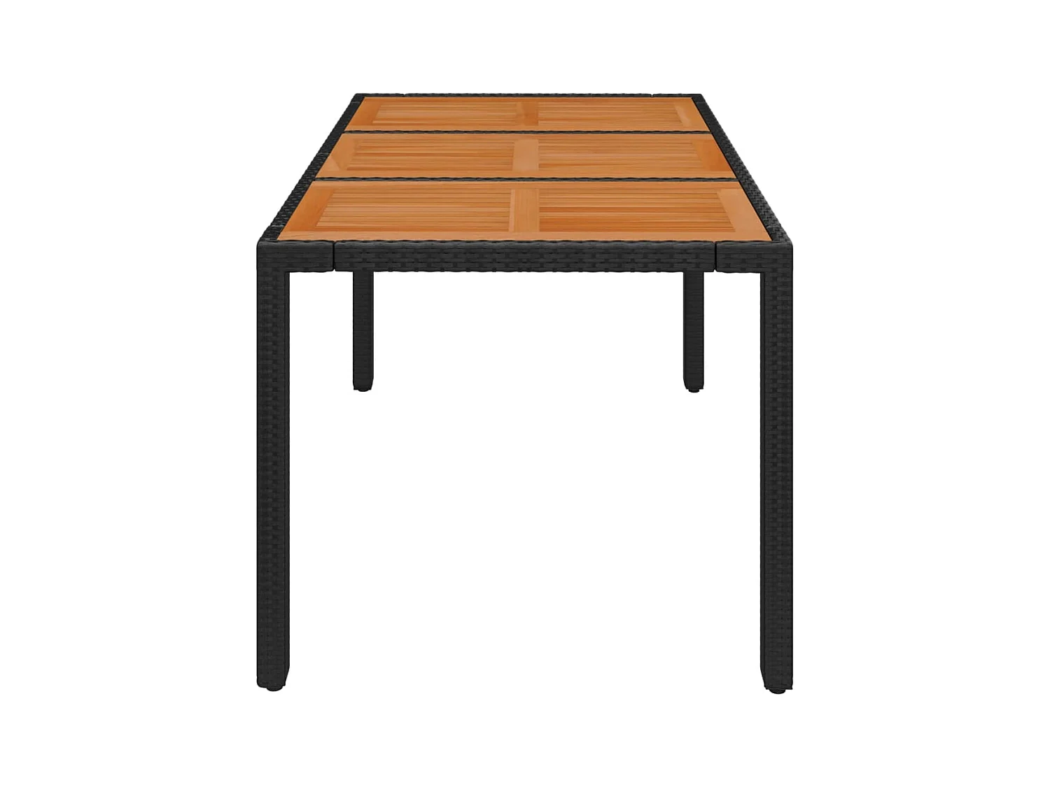 Table de jardin dessus en bois Noir 150x90x75 cm Résine tressée GHR36607
