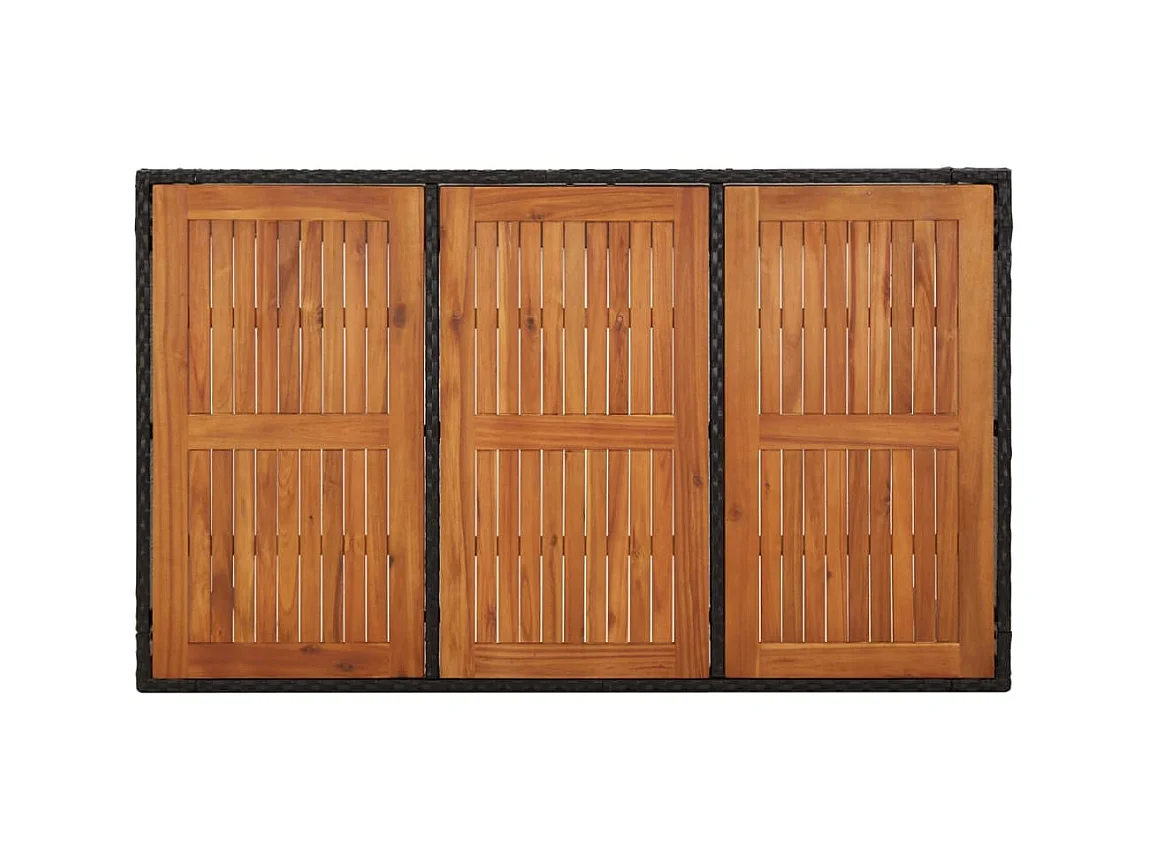 Table de jardin dessus en bois Noir 150x90x75 cm Résine tressée GHR36607