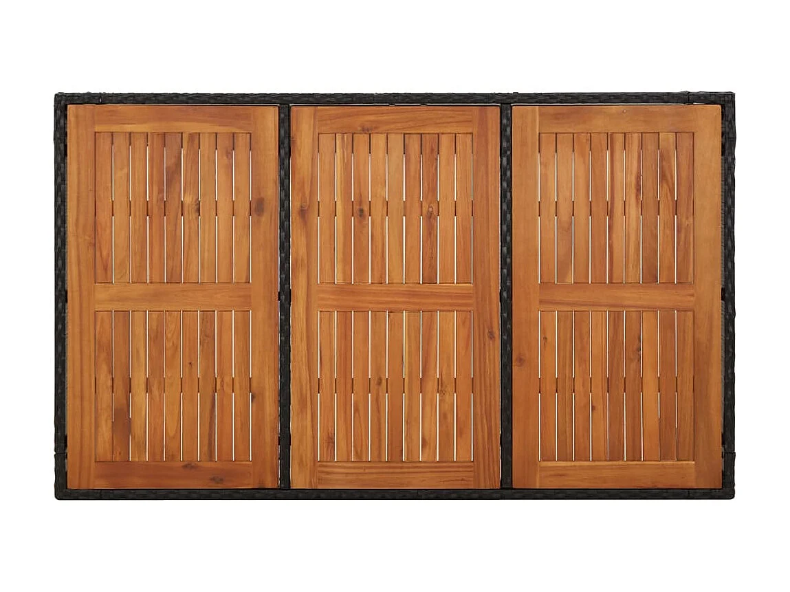 Table de jardin dessus en bois Noir 150x90x75 cm Résine tressée GHR36607