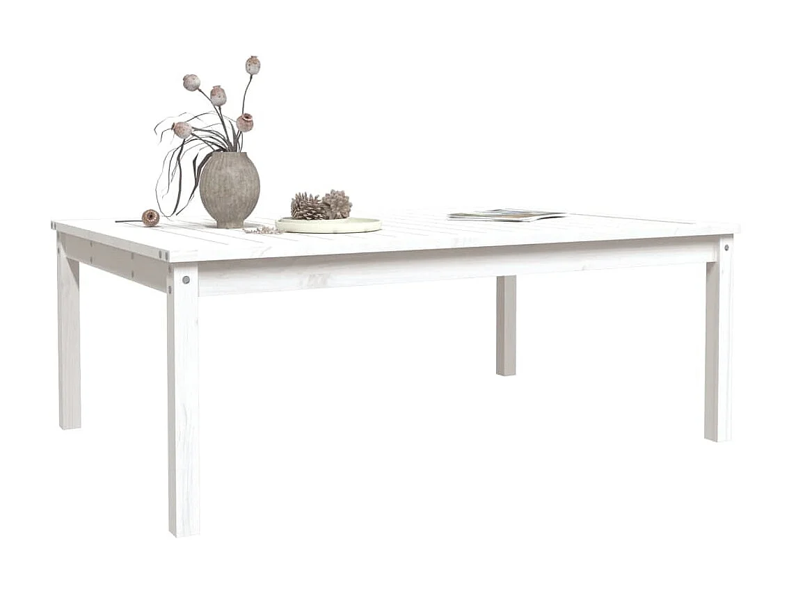 Table de jardin blanc 121x82,5x45 cm bois massif de pin GHR84097
