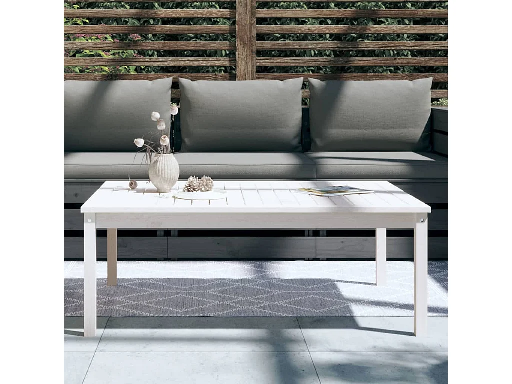 Table de jardin blanc 121x82,5x45 cm bois massif de pin GHR84097